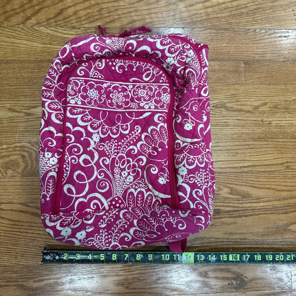 Pink and White Patterned Backpack
